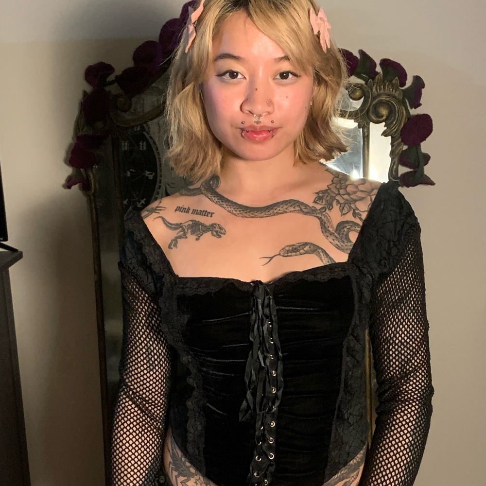 Cykxtees Spiderweb Gothic Top
